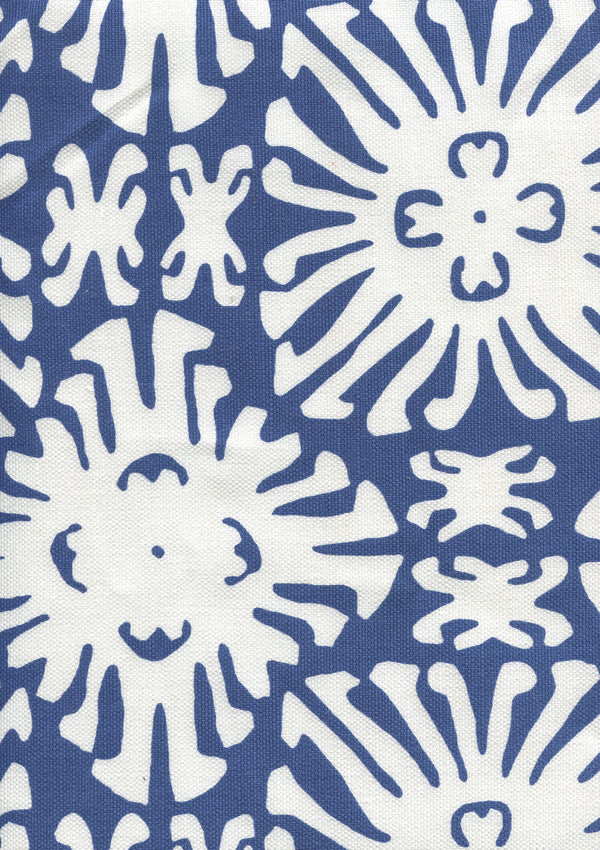 Sigourney Reverse Small Scale New Navy on white Screen Printed Fabric | China Seas