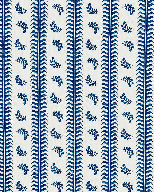 Montclair Stripe, New Navy on White Linen Wallcoverings | Quadrille