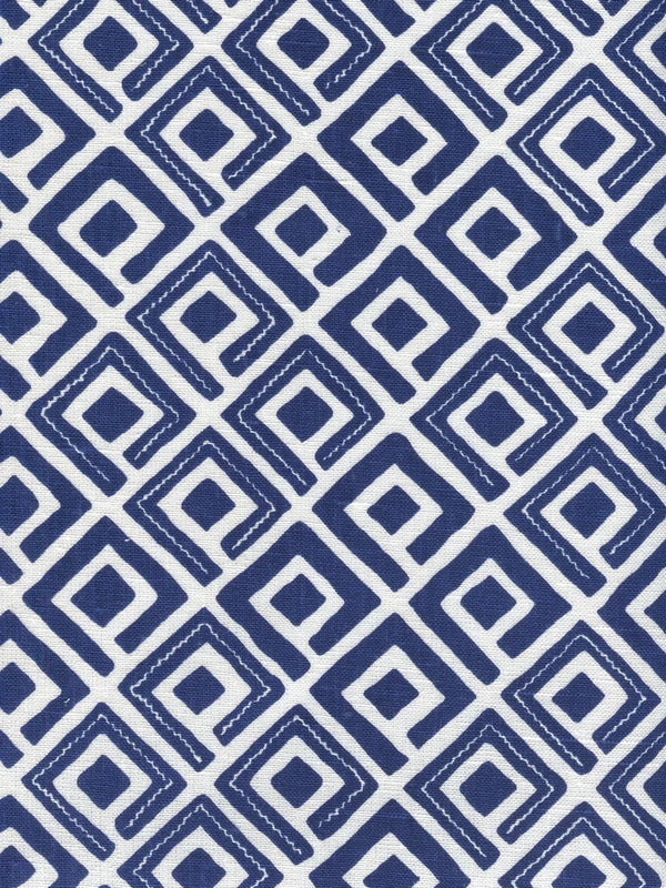 New Navy on White Linen Wallcoverings | Alan Campbell