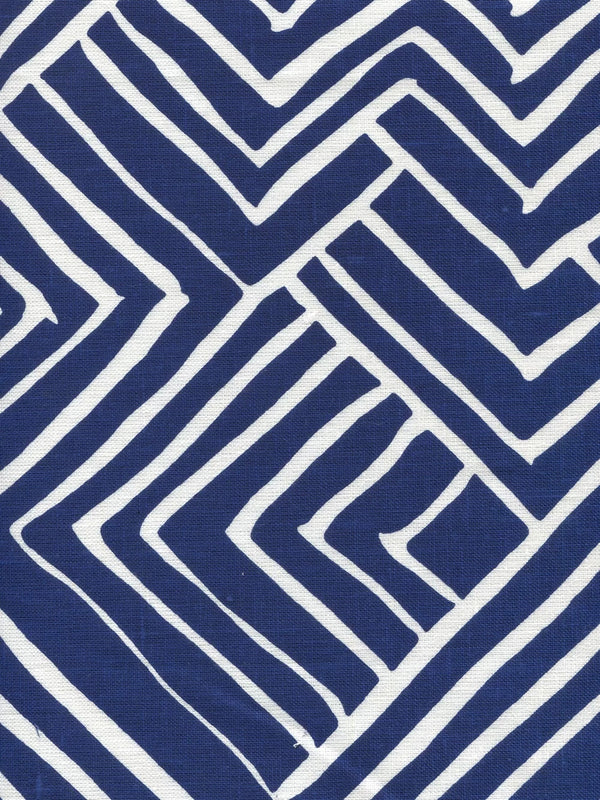 New Navy on White Linen Wallcoverings | Alan Campbell