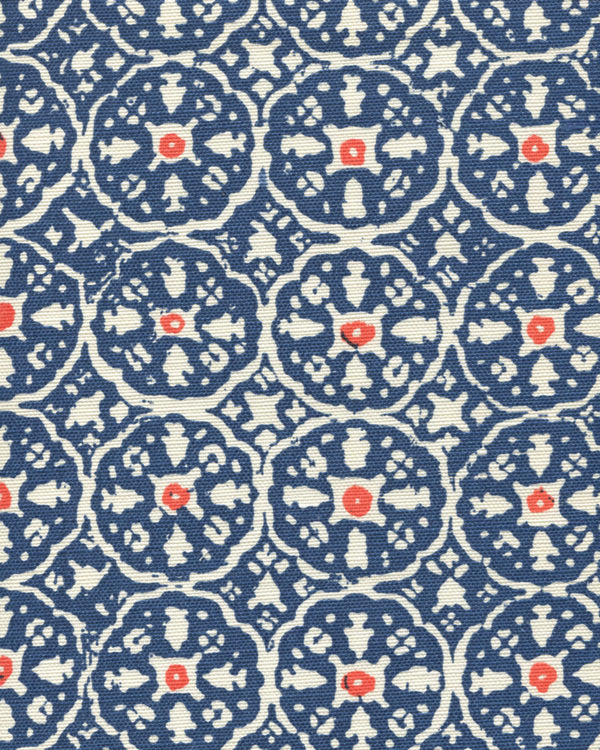 Nitik II New Navy Orange on Tint Screen Printed Fabric | China Seas