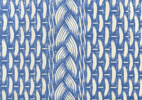 Newport Rattan New Royal Blue Screen Printed - White Fabric | China Seas