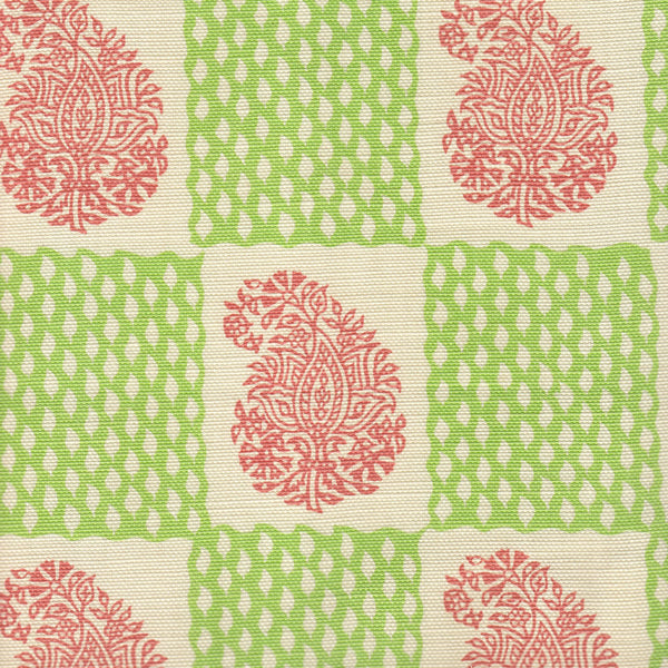 Bangalore New Shrimp Grass Green on Tint Screen Printed Fabric | China Seas
