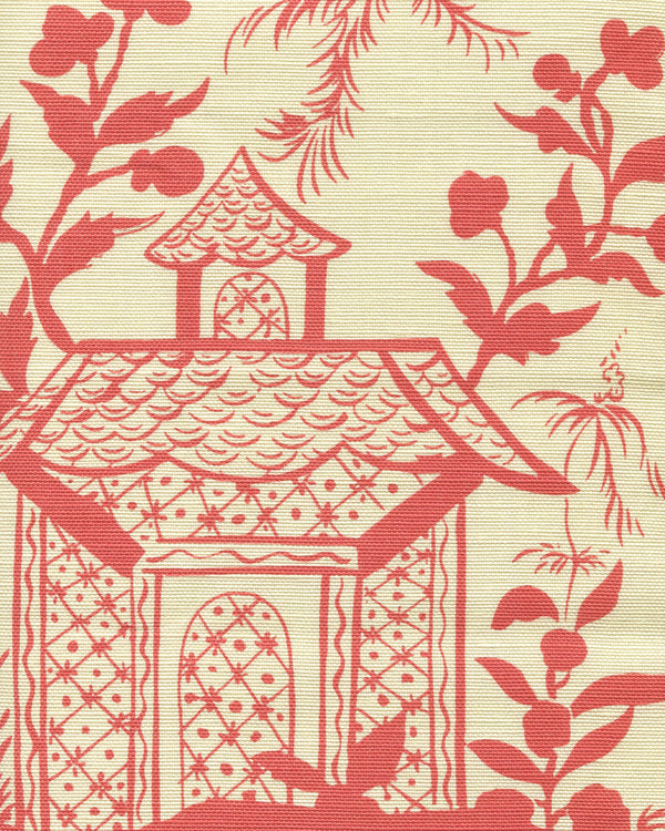 Lyford Pagoda Petite New Shrimp on Tint Screen Printed Fabric | China Seas