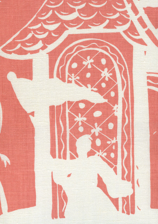 Lyford Background New Shrimp on white Screen Printed Fabric | China Seas
