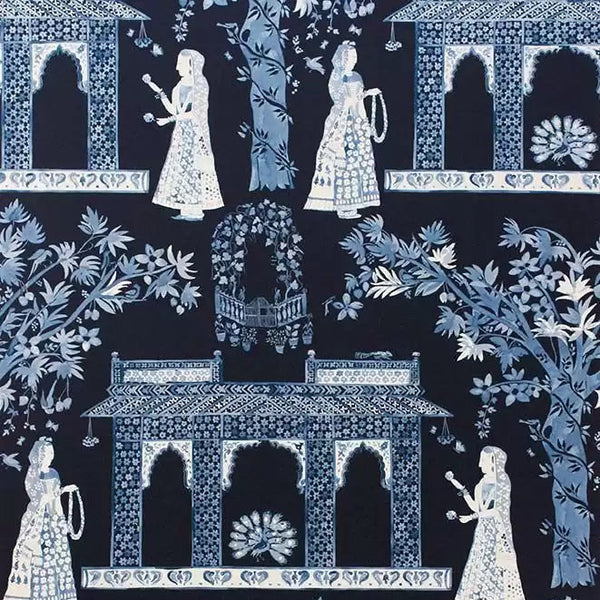 Pavilion Garden 01 - Midnight Blue Wallcovering | Nina Campbell