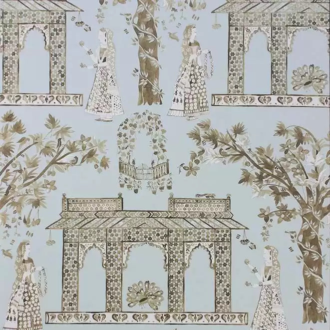 DWCY-900461 Pavilion Garden 03 Powder Blue designer-wallcoverings-los-angeles