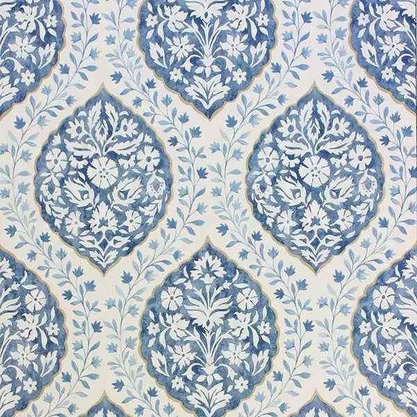 Marguerite Damask 06 - Blue Wallcovering | Nina Campbell