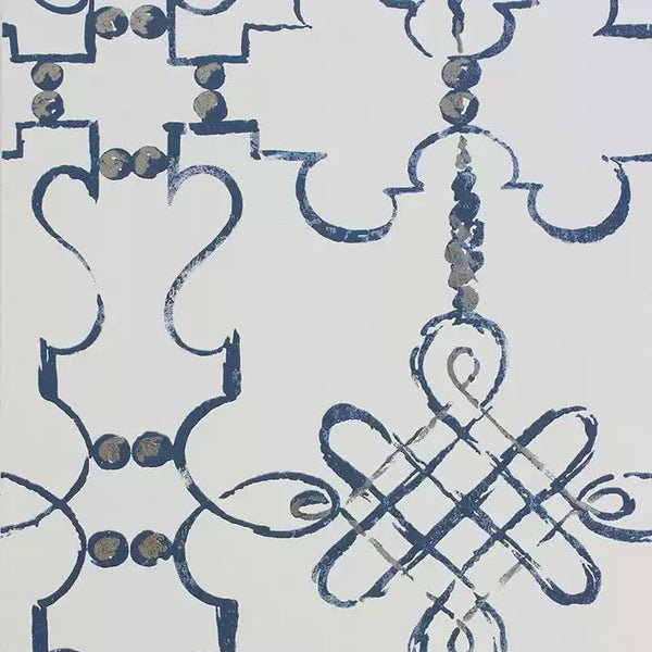 Portavo Damask 03 - Blue Wallcovering | Nina Campbell