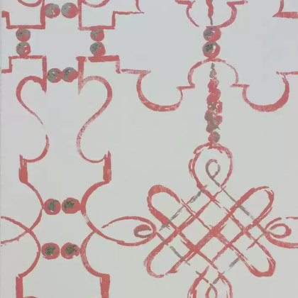 Portavo Damask 04 - Orange Wallcovering | Nina Campbell