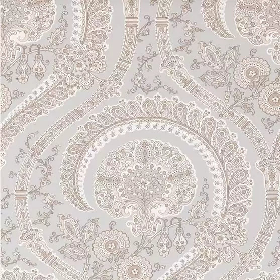 DWCY-900461 Les Indiennes Paisley Damask 02 Grey designer-wallcoverings-los-angeles
