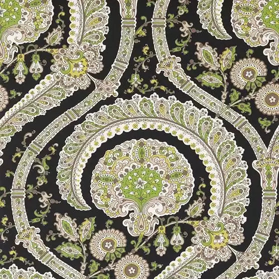 Les Indiennes Paisley Damask 04 - Black Wallcovering | Nina Campbell
