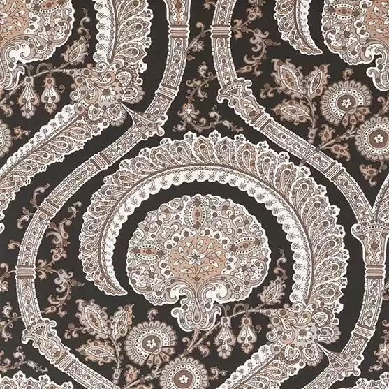 DWCY-900461 Les Indiennes Paisley Damask 06 Black designer-wallcoverings-los-angeles