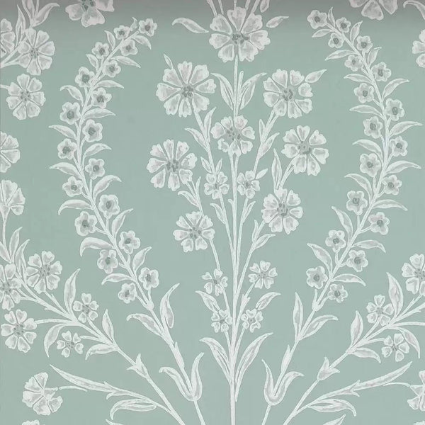 Chelwood Floral Damask 01 - Blue Wallcovering | Nina Campbell