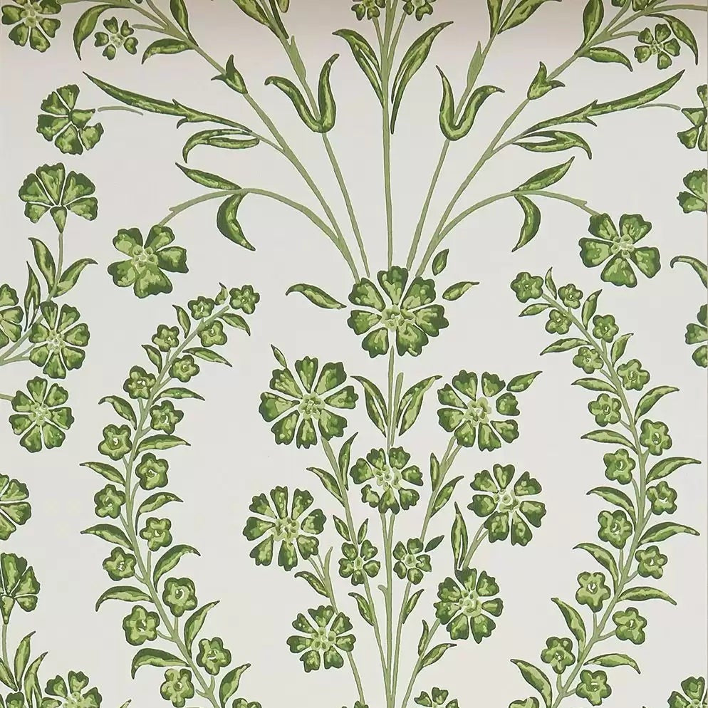DWCY-900461 Chelwood Floral Damask 04 Green designer-wallcoverings-los-angeles