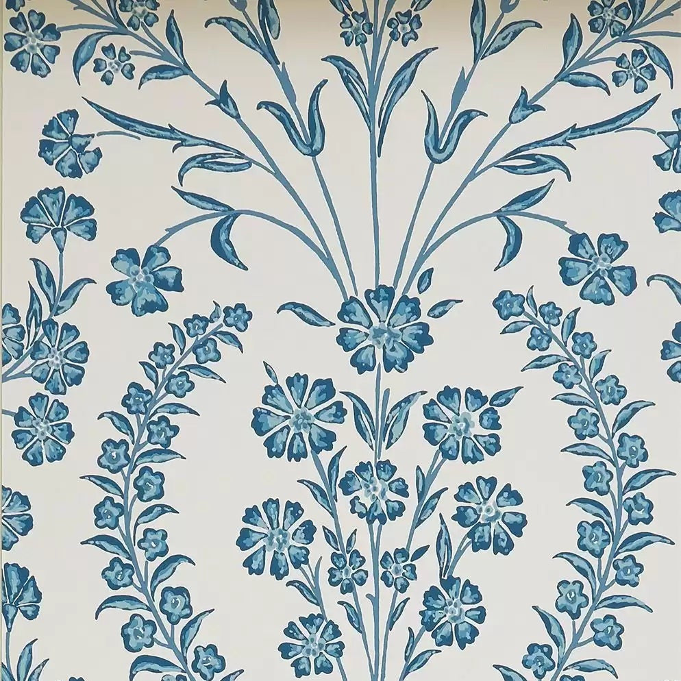 DWCY-900461 Chelwood Floral Damask 05 Blue designer-wallcoverings-los-angeles