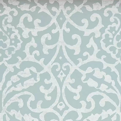 Brideshead Scroll Damask 03 - Blue Wallcovering | Nina Campbell