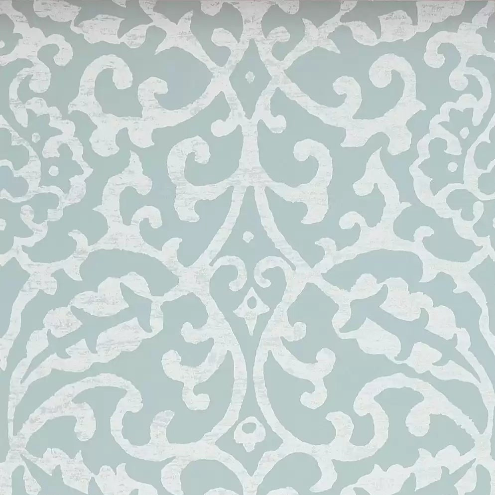 DWCY-900461 Brideshead Scroll Damask 03 Blue designer-wallcoverings-los-angeles
