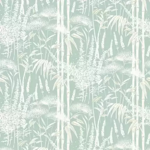 DWCY-900461 Poiteau Bamboo Ferns 01 Blue designer-wallcoverings-los-angeles