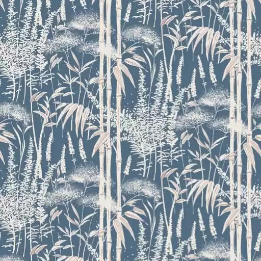 DWCY-900461 Poiteau Bamboo Ferns 04 Blue designer-wallcoverings-los-angeles