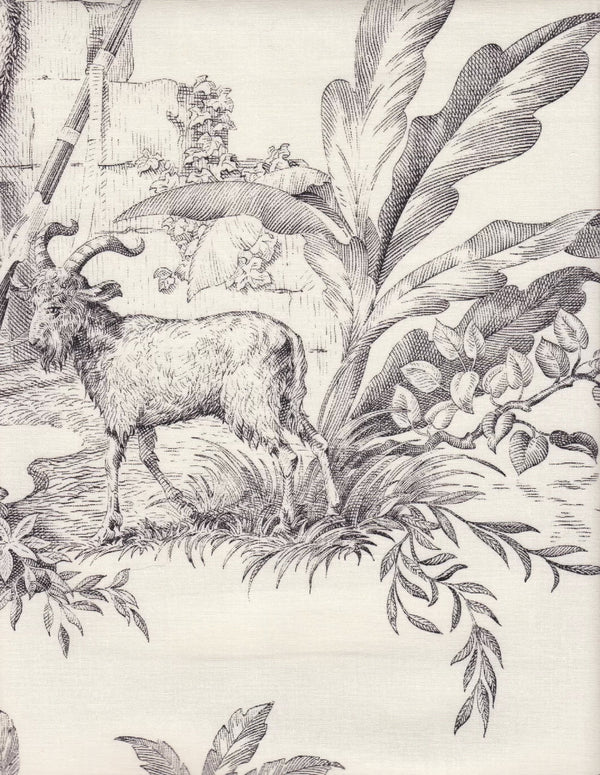 Robinson Crusoe Toile, Noir Wallcoverings | Charles Burger