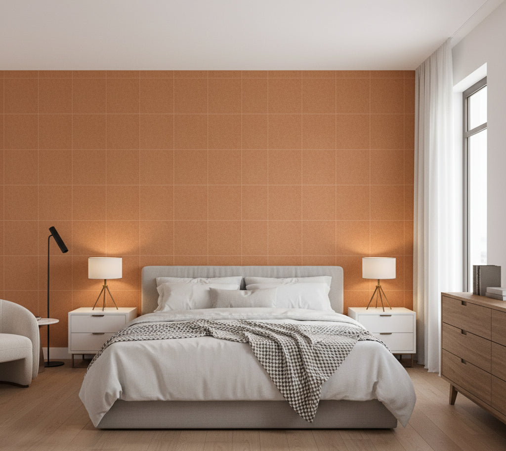 Novasuede™ Fabric & Wallcovering - Amber - bedroom room setting