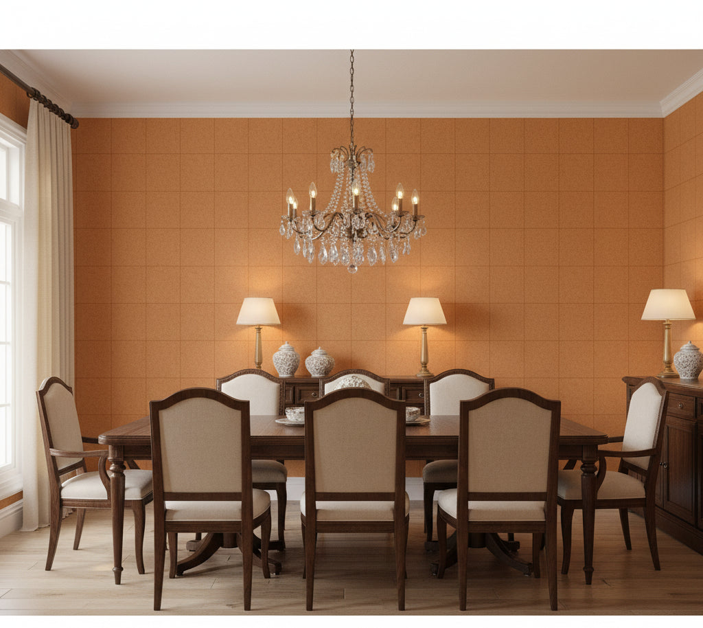 Novasuede™ Fabric & Wallcovering - Amber - dining room room setting