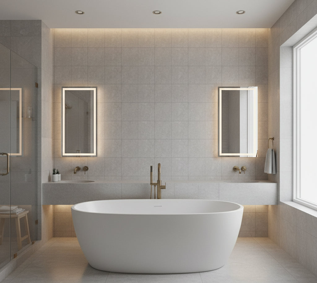 Novasuede™ Fabric & Wallcovering - Blank Slate - bathroom room setting