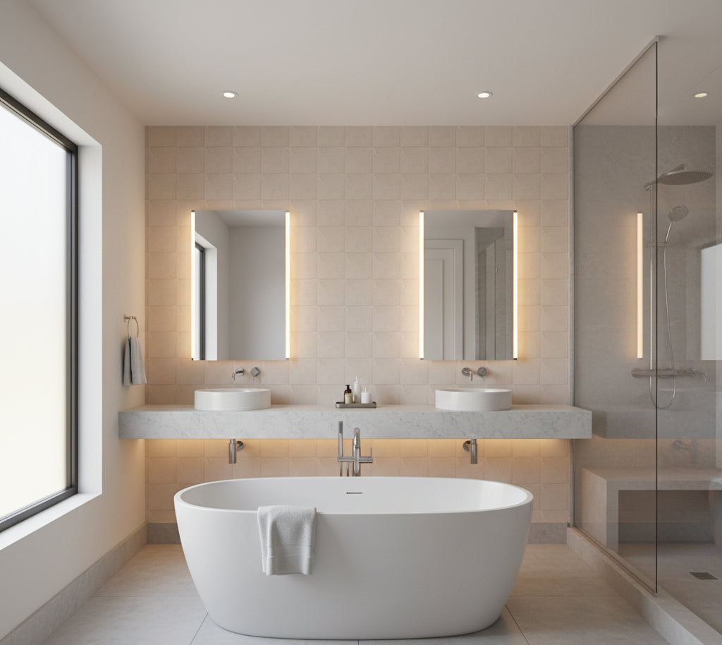 Novasuede™ Fabric & Wallcovering - Bliss - bathroom room setting
