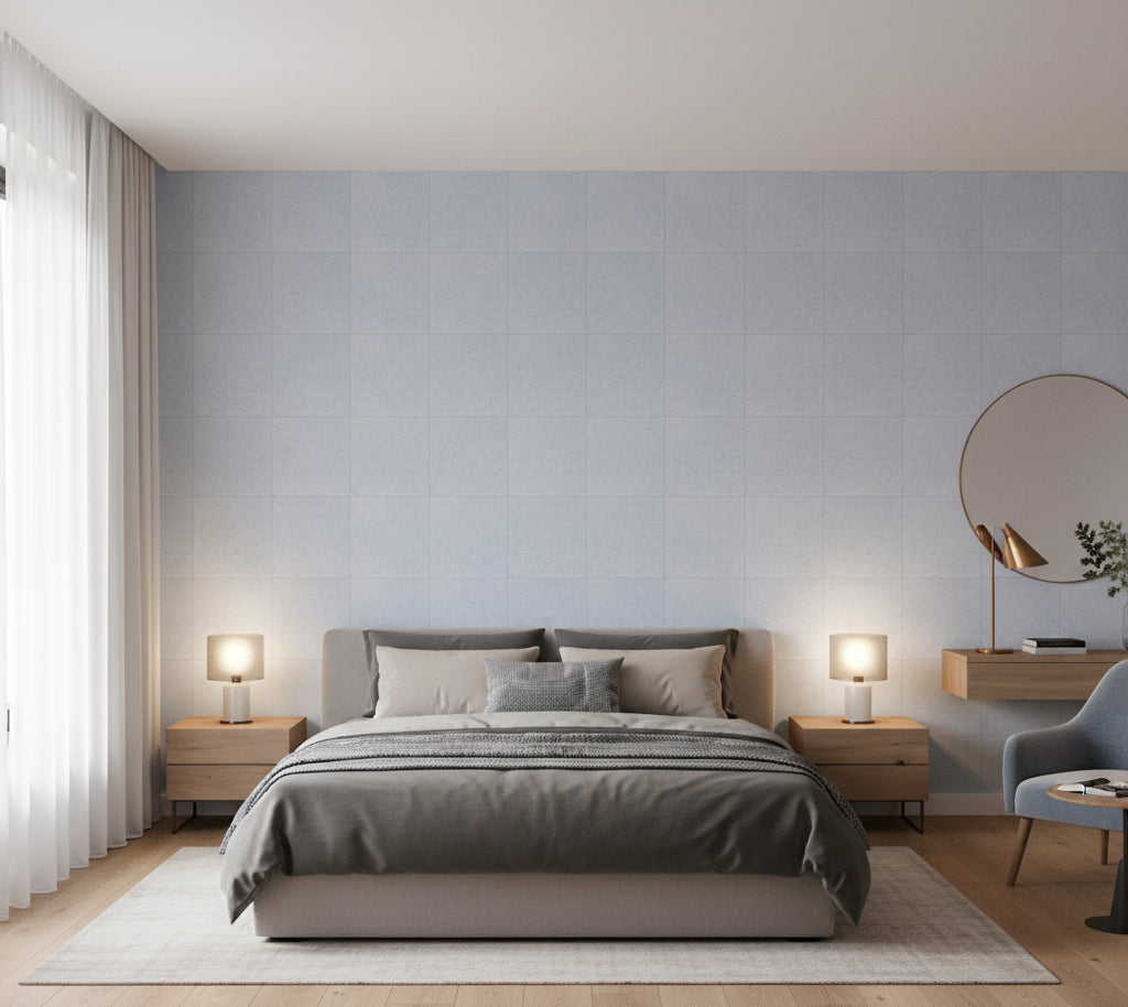 Novasuede™ Fabric & Wallcovering - Cement - bedroom room setting