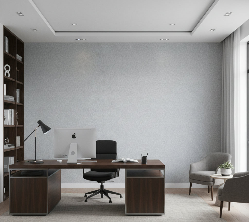 Novasuede™ Fabric & Wallcovering - Cement - office room setting