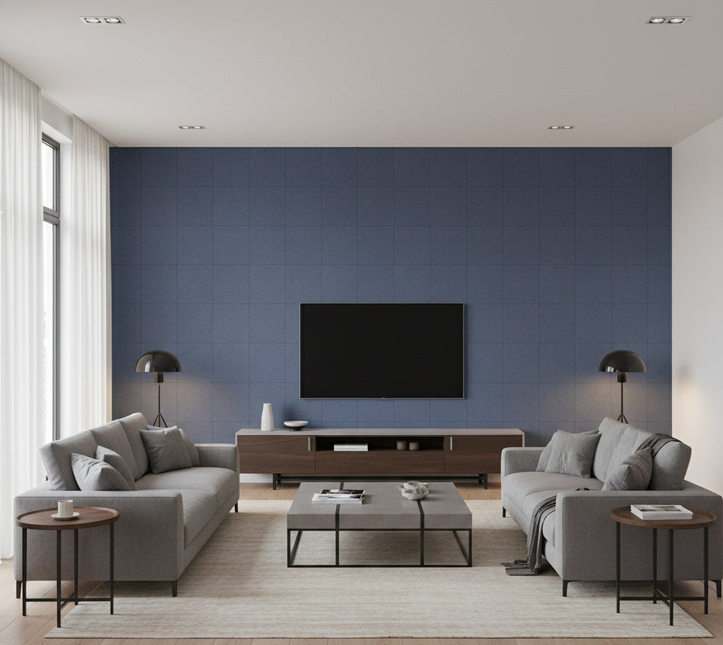 Novasuede™ Fabric & Wallcovering - Colonial Blue - living room room setting