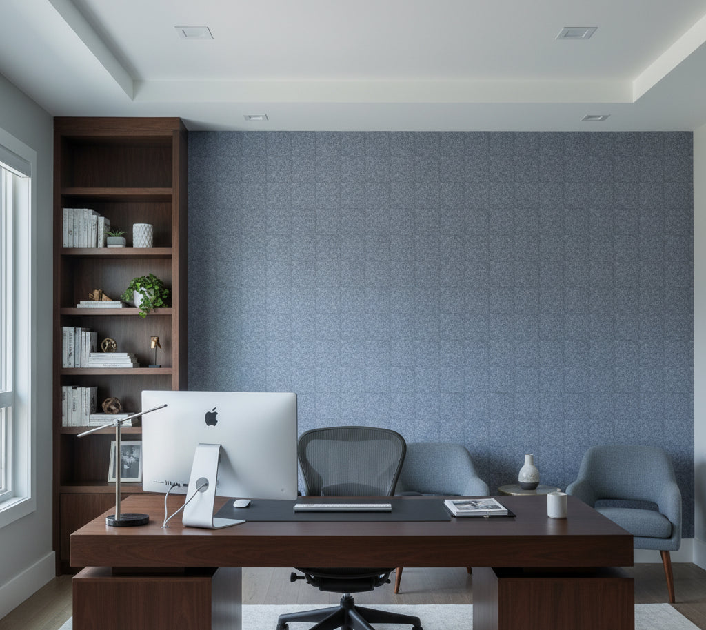 Novasuede™ Fabric & Wallcovering - Colonial Blue - office room setting