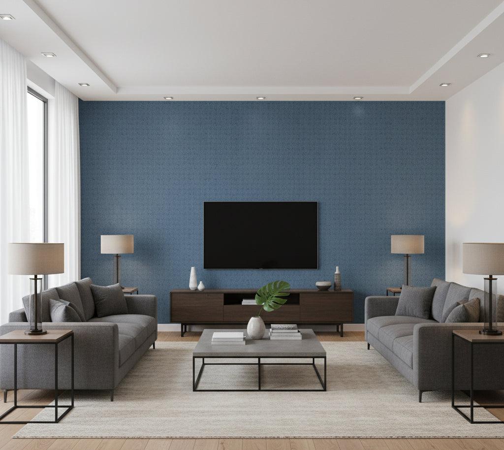 Novasuede™ Fabric & Wallcovering - Dusty Teal - living room room setting