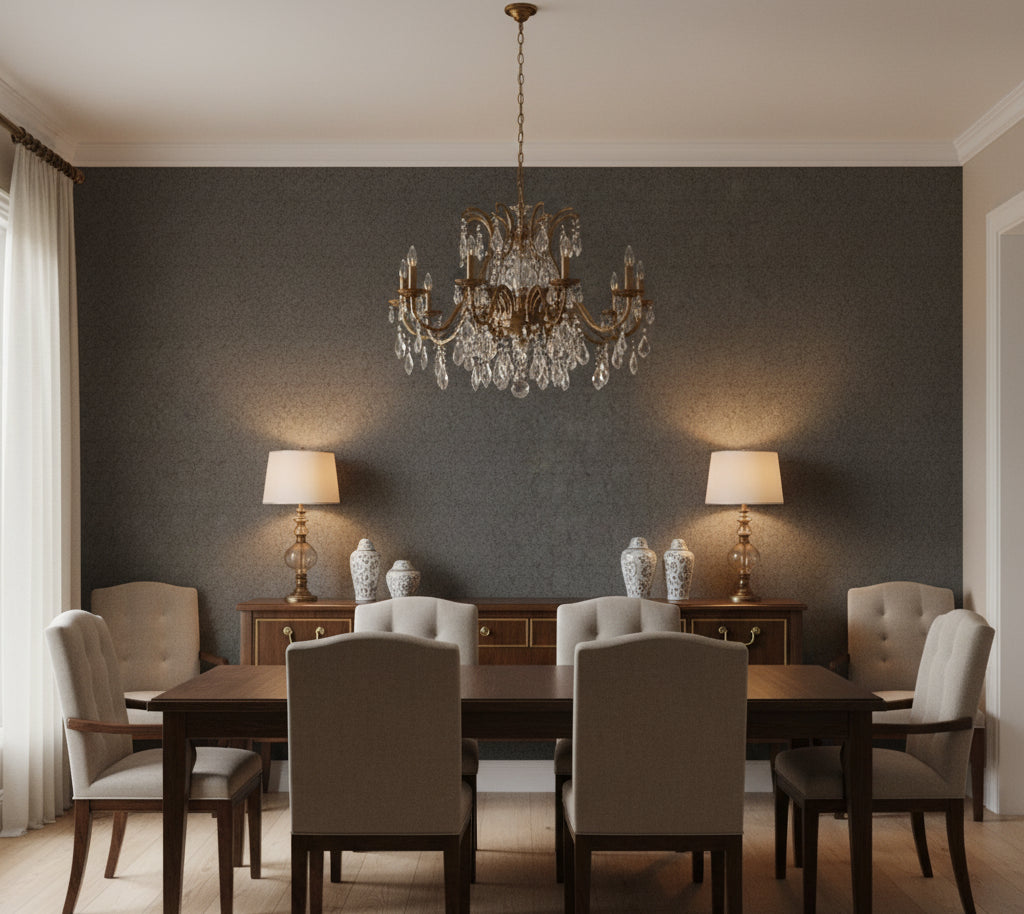 Novasuede™ Fabric & Wallcovering - Noir - dining room room setting