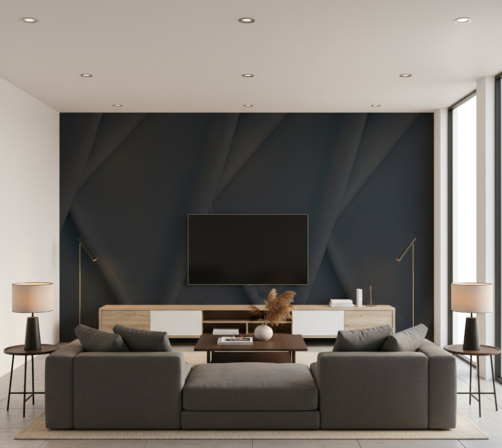 Novasuede™ Fabric & Wallcovering - Noir - living room room setting