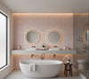 Novasuede™ Fabric & Wallcovering - Pastel Pink - bathroom room setting
