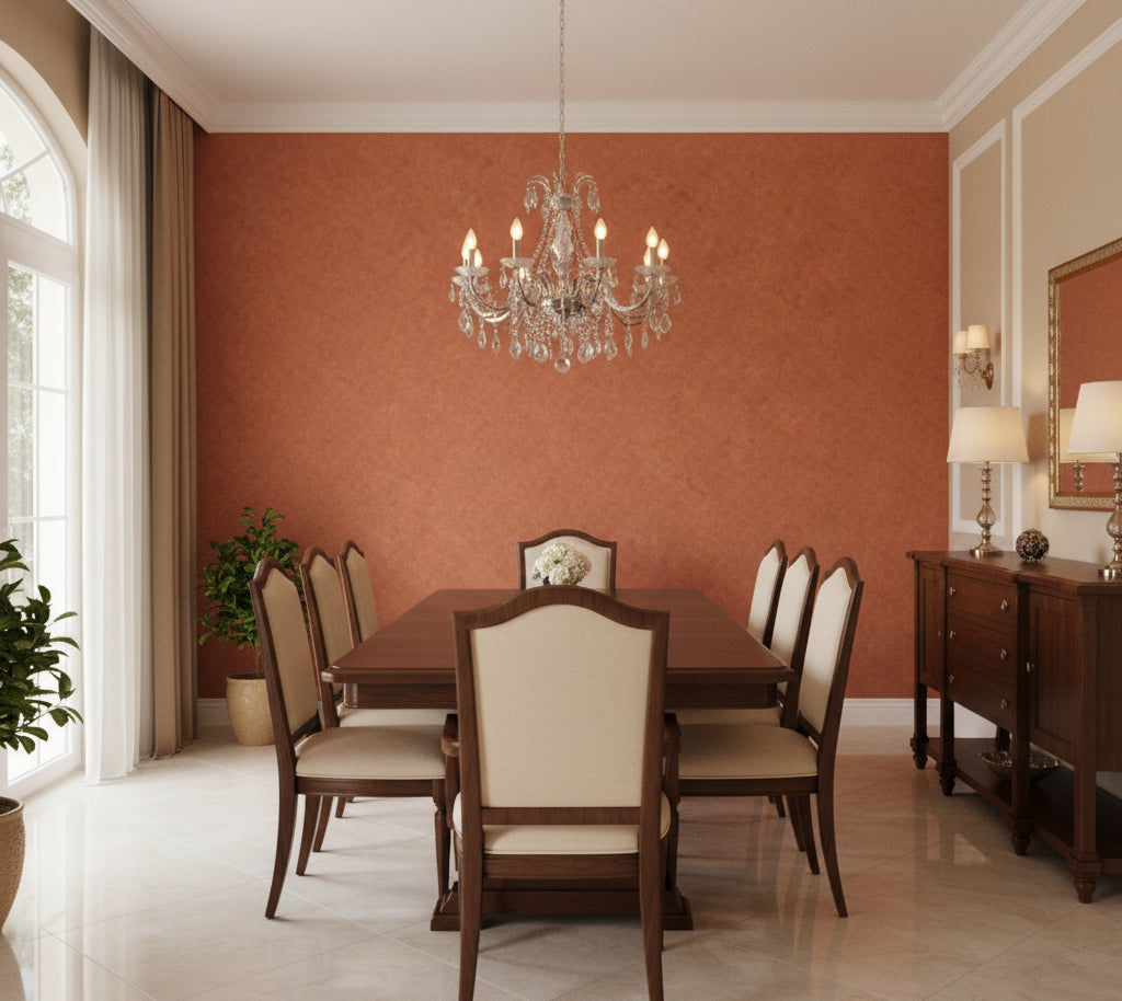 Novasuede™ Fabric & Wallcovering - Persimmon - dining room room setting