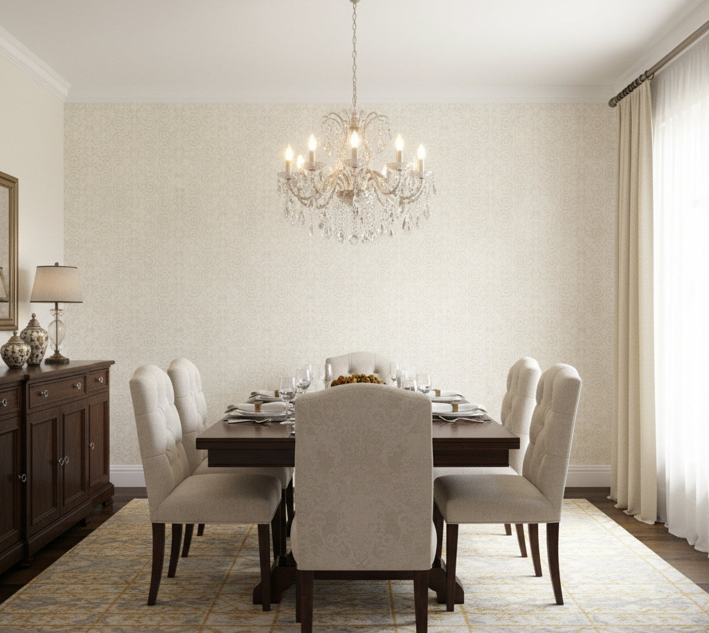 Novasuede™ Fabric & Wallcovering - Pink Lace - dining room room setting
