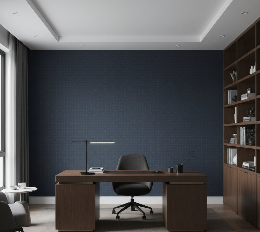 Novasuede™ Fabric & Wallcovering - Port Blue - office room setting