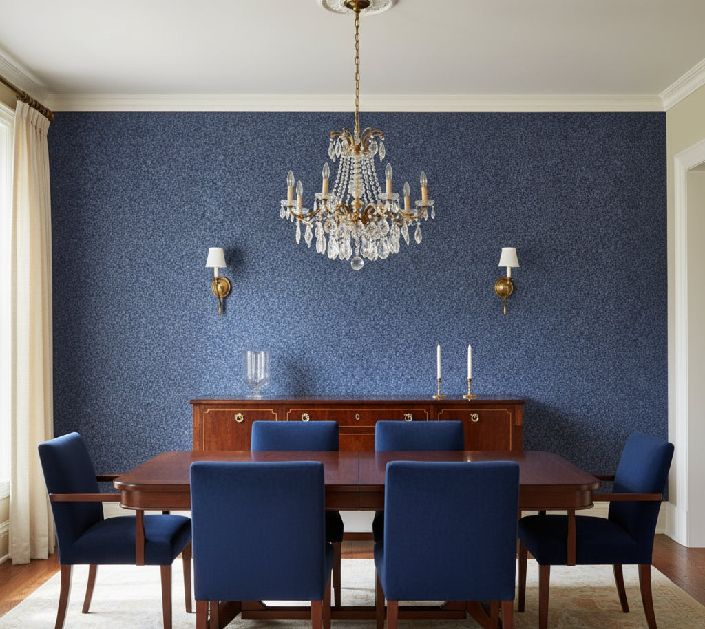 Novasuede™ Fabric & Wallcovering - Royal Blue - dining room room setting
