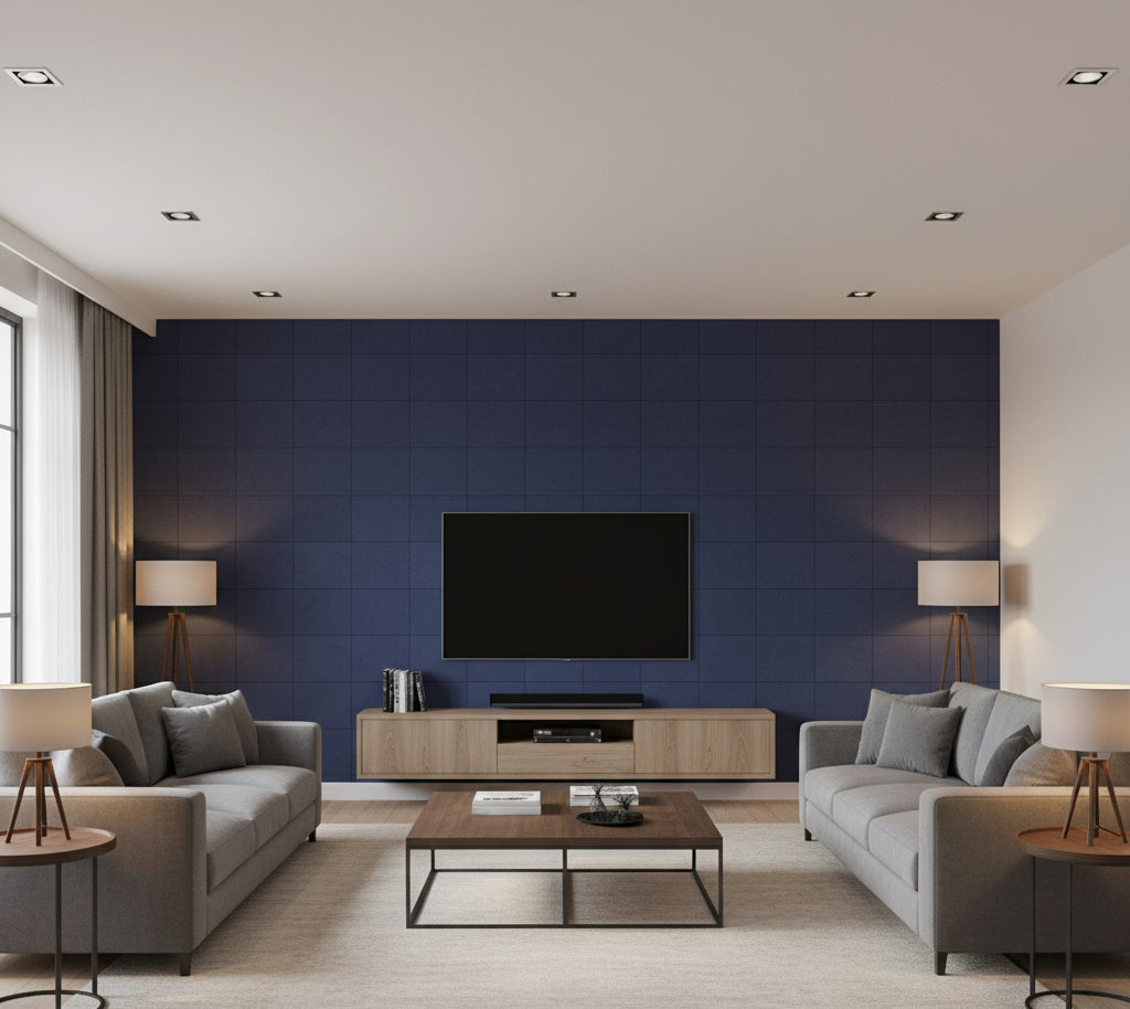 Novasuede™ Fabric & Wallcovering - Royal Blue - living room room setting