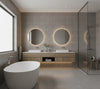 Novasuede™ Fabric & Wallcovering - Shale - bathroom room setting
