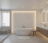 Novasuede™ Fabric & Wallcovering - Snow - bathroom room setting