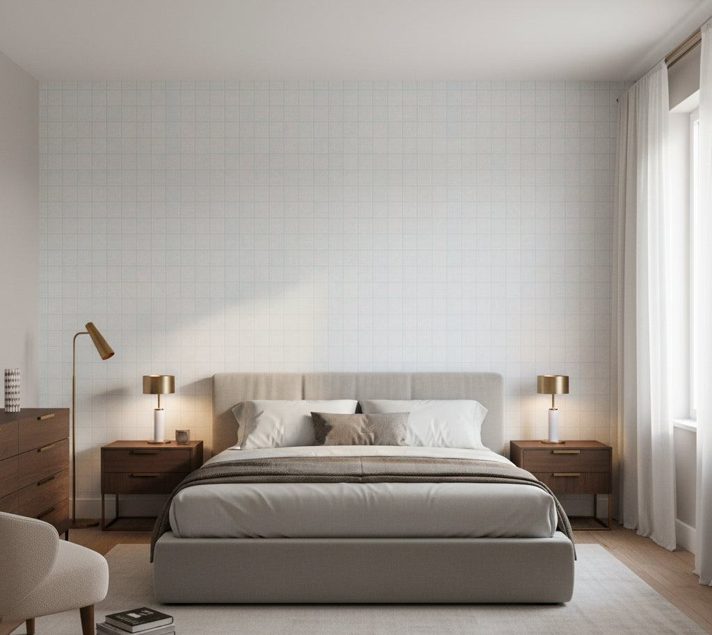 Novasuede™ Fabric & Wallcovering - Snow - bedroom room setting