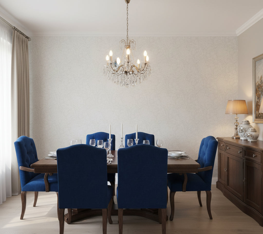 Novasuede™ Fabric & Wallcovering - Snow - dining room room setting
