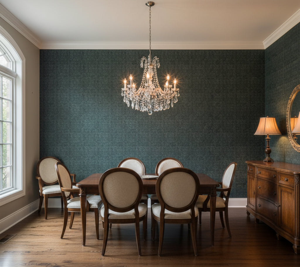 Novasuede™ Fabric & Wallcovering - Spruce - dining room room setting