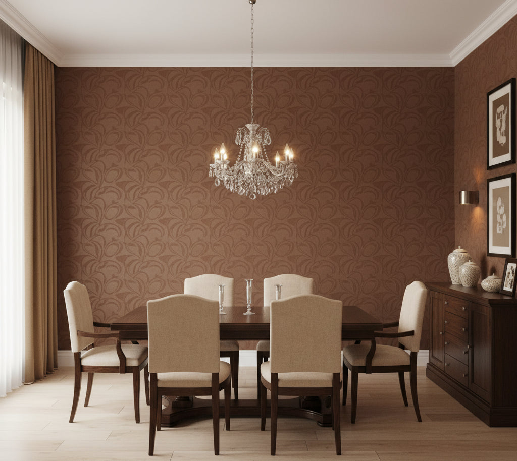 Novasuede™ Fabric & Wallcovering - Umber - dining room room setting