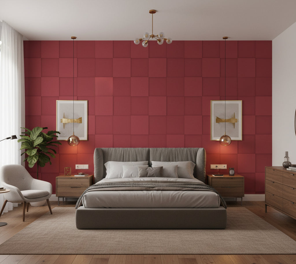 Novasuede™ Fabric & Wallcovering - Vermilion - bedroom room setting