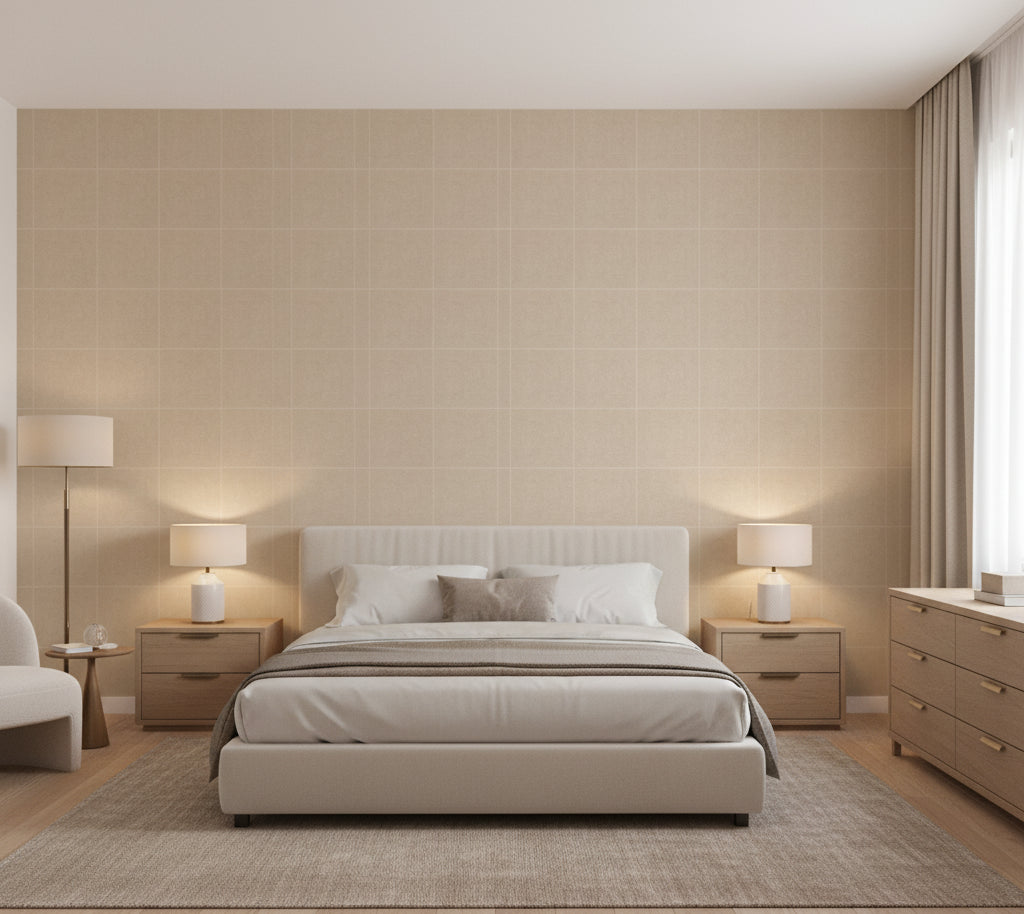Novasuede™ Fabric & Wallcovering - Wheat - bedroom room setting